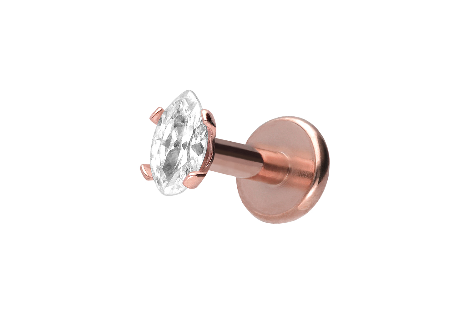 Titan Labret Piercing mit Innengewinde EINGEFASSTER KRISTALLTROPFEN
